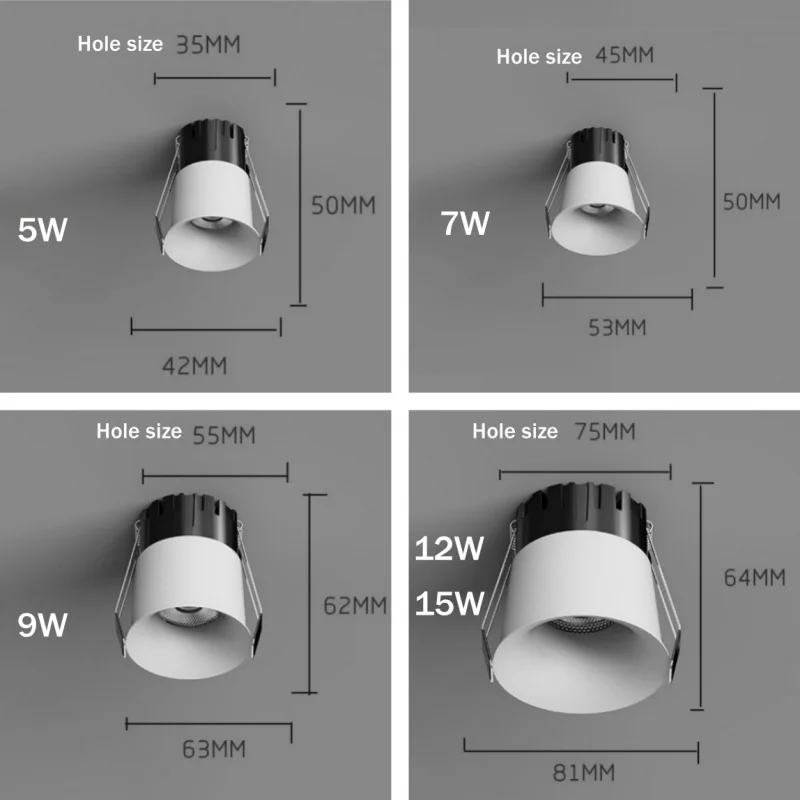 مصباح سقف صغير راحة led cob النازل منحني المضادة للوهج عكس الضوء AC110V 220 فولت متجر المنزل أضواء الألومنيوم الداخلية