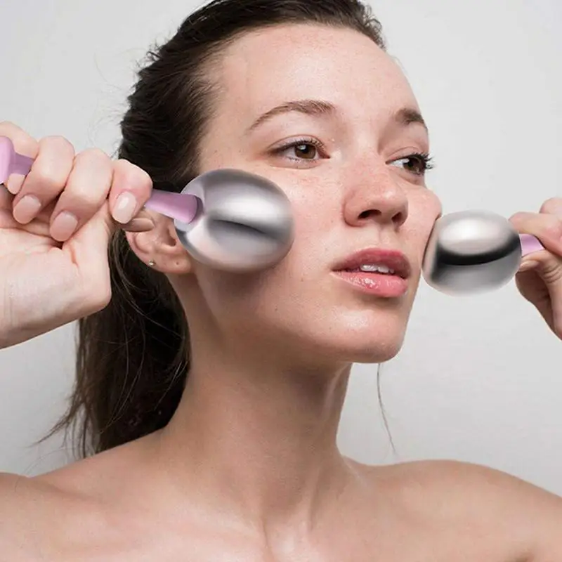 1/2 Stück Edelstahl-Kühlkugeln für Gesichtsbehandlungen, Gesichts-Eiskugeln für Anti-Aging-Gesichts- und Augenmassage, Hautpflegegerät. – Detail 3
