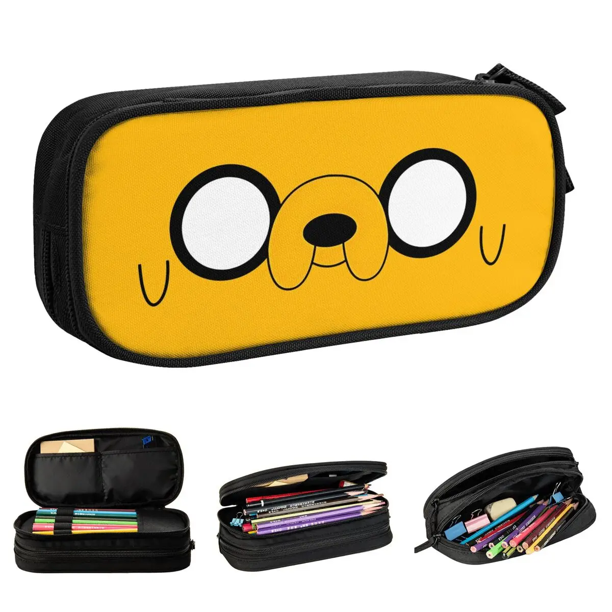 Adventures Time Jake Eyes Pencil Cases Cartoon Anime Pen Box Bags Girl Boy Big Capacity Office Zipper Pencilcases