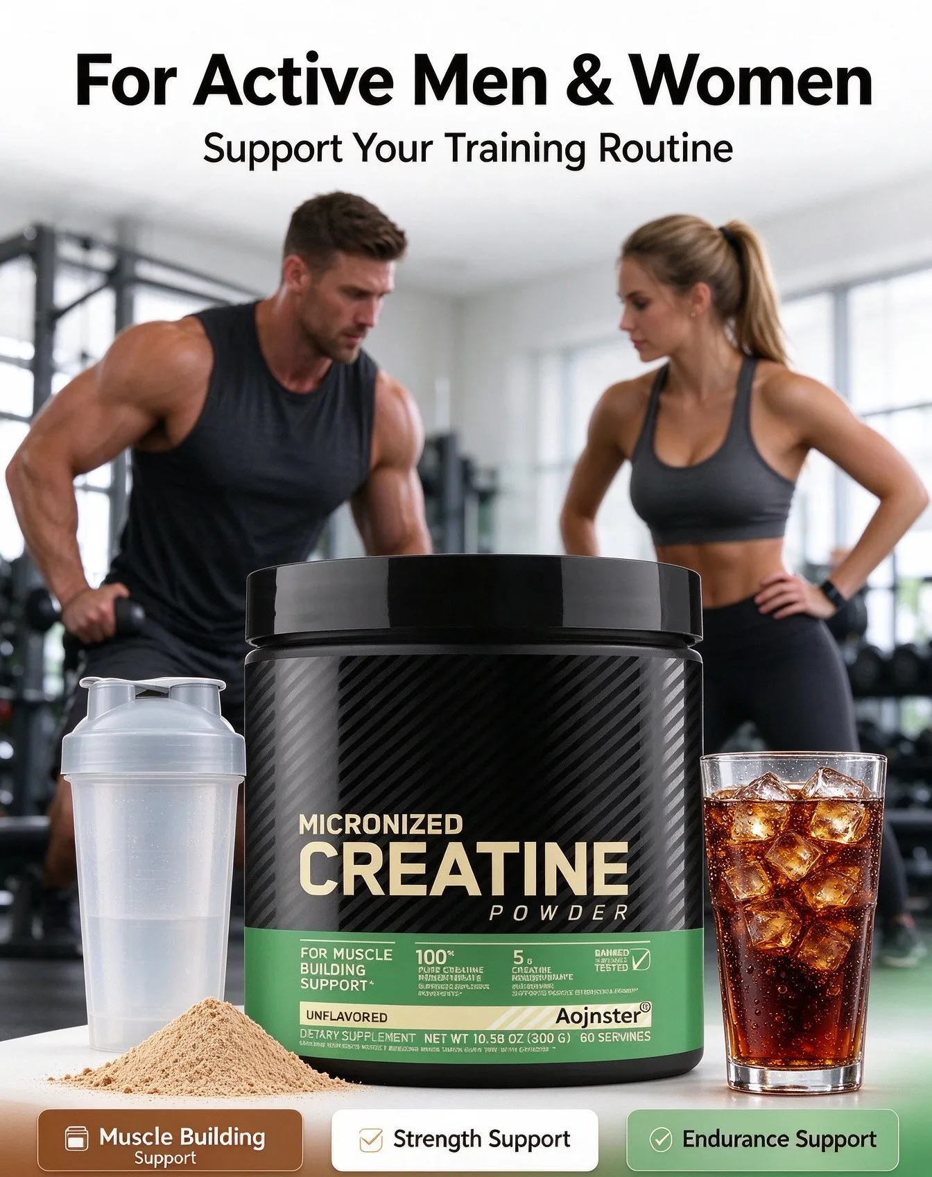 Unflavored 60‑Serving Fitness Supplement Powder,Natural Daily Dietary Nutrition for Workout Enthusiasts Body Care