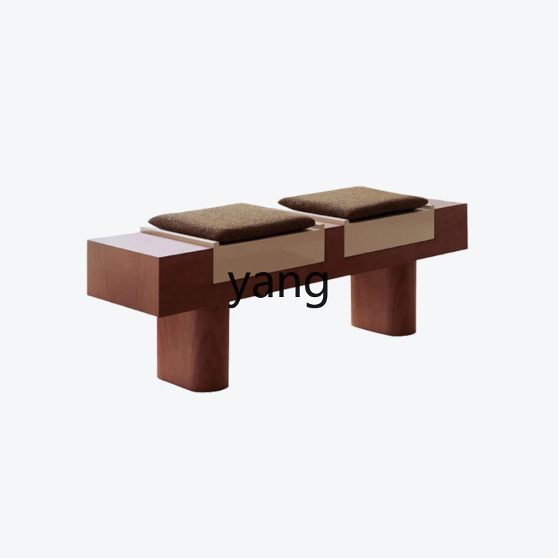 

CX Walnut Color Strip Entrance Shoe Changing Stool Simple Silent Style