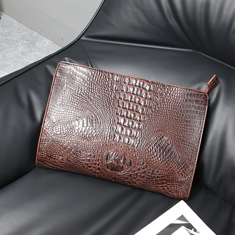 Pochette da uomo/donna con motivo coccodrillo di lusso Borsa da lavoro di design di marca Borse per iPad Borsa a busta in pelle Pu Portafoglio