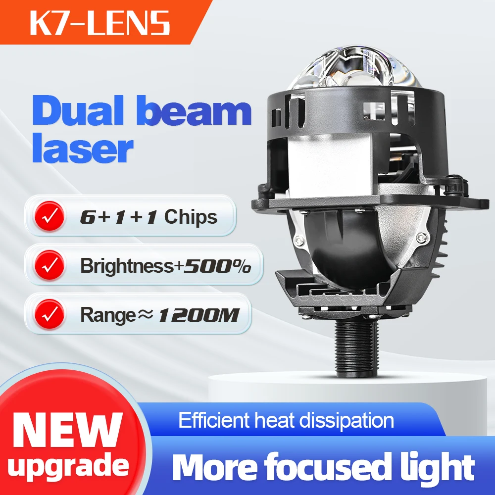 2 Pcs Car 3 inch Dual Beam Bi Laser LED Lens Headlight 12V 180W 6000K With Angel Eyes For H4 H7 9005 9006 Auto Accessories