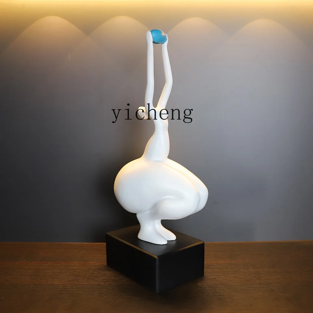 ZYA Front Desk Sculpture Yoga Ball-Lifting Ornament Simple New Chinese Style TV Cabinet Model Room Decoration