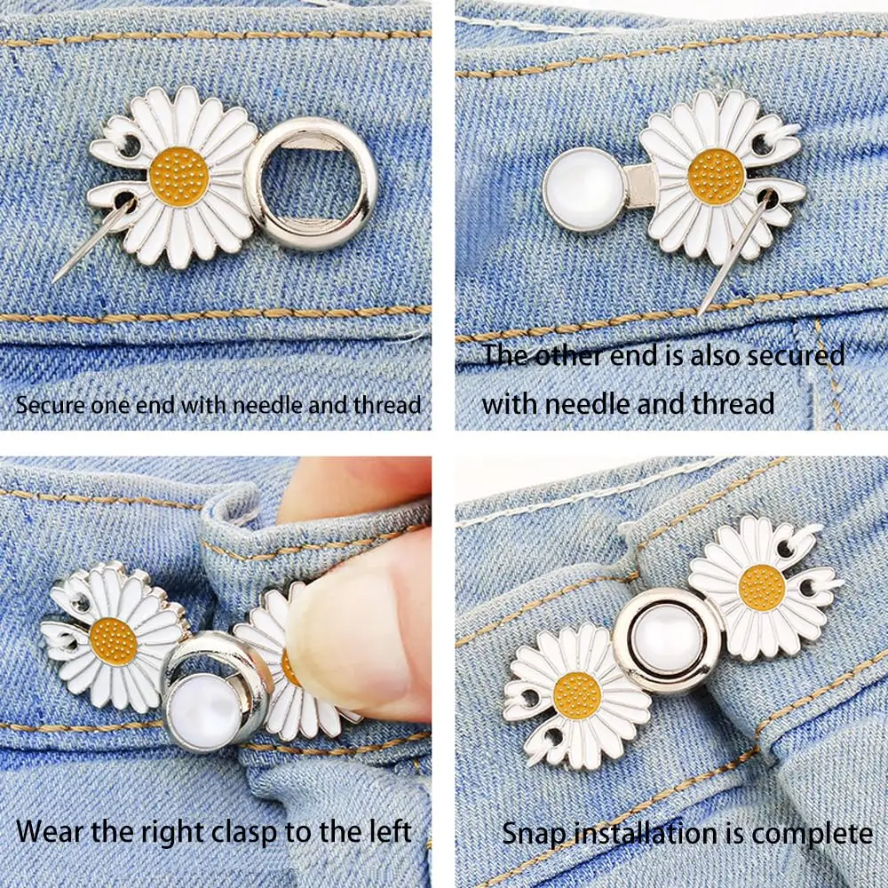 8 Set Pant Waist Tighteners Adjustable Waist Buckle Instant Pants Button Tightener No Sewing Jean Buttons Pins for Loose Jeans