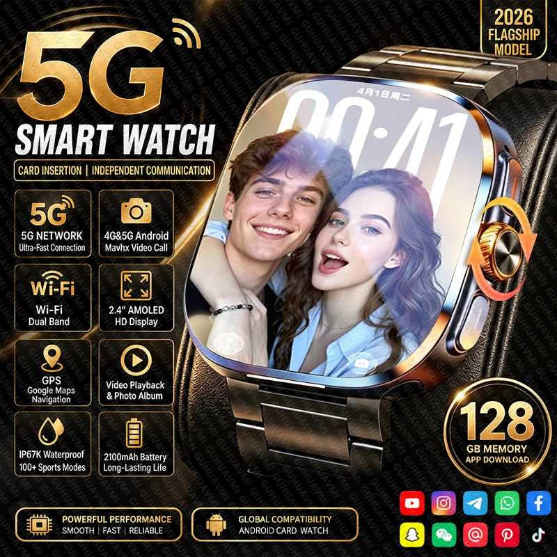 New Custom Men 5G Call Smart Watch 4G WiFi 128GB Memory Social App GPS Map Video Playback 20 Megapixel Camera Women Smartwatches
