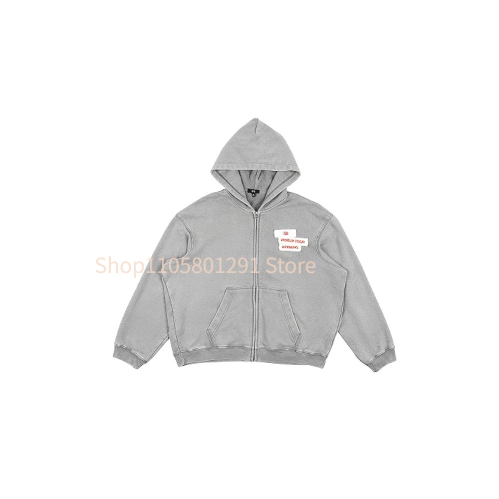 Loose Arirang Letter Patch Embroidery Hooded Jacket, Soft Casual Street‑Wear Coat, Fan Top for Daily and Concert Occasions - view 2