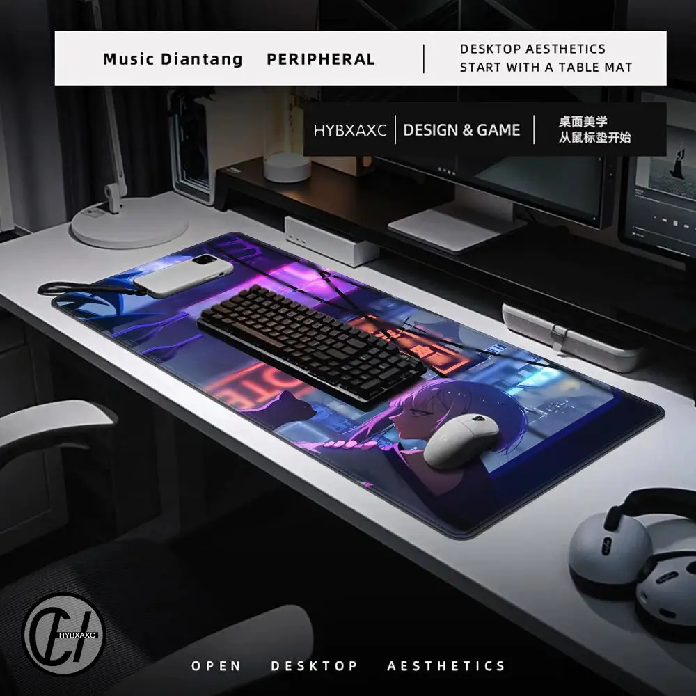Cyberpunk Anime Edgerunners Mousepad HD Printing Computer Gamers Locking Edge Non-slip Mouse Pad XXL90x40cm Keyboard PC Desk Pad