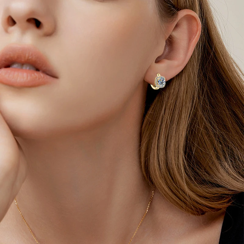 أقراط مويسانيتي من الفضة الإسترليني عيار 925: بسيطة، أنيقة، أنيقة، عالية الجودة، مناسبة لكل من الرجال والنساء