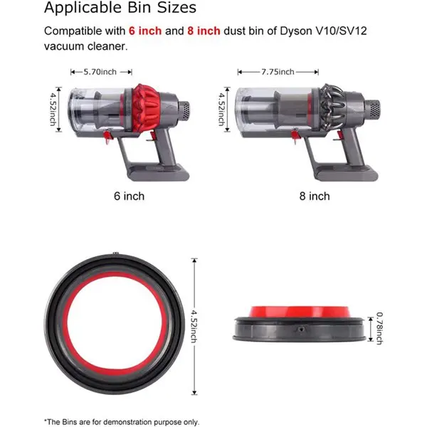 Cubo de polvo de repuesto para aspiradora Dyson V12 SV20 V10 V11 SV14 V15, filtro superior, anillo de sellado, pieza de repuesto