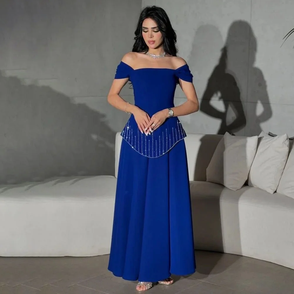 Abito da sera a sirena con spalle scoperte squisito personalizzato Abito da ballo con perline affascinante Abito da festa sexy con scollo a barchetta فساتmavera