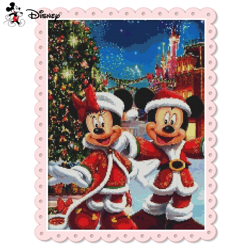 Disney 11CT Printed Cross Stitch Kit Mickey Mouse Handmade Embroidery Minnie Cartoon Needlework Crafts DIY Art Christmas Decor