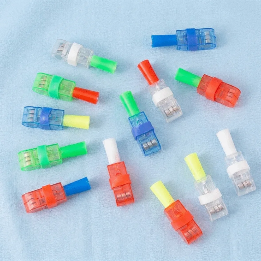 12 Piece Glow in Dark Halloween LED Finger Projector Light Random Pattern Colors Mini Projection Finger Lights Plastic