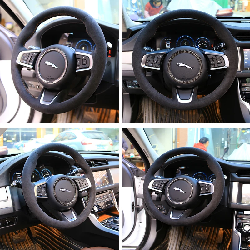 หนังที่กําหนดเองพวงมาลัยรถสําหรับ Jaguar 2025 XEL, XFL, E-PACE, F-TYPE, I-PACE รถอุปกรณ์เสริมสวมใส่