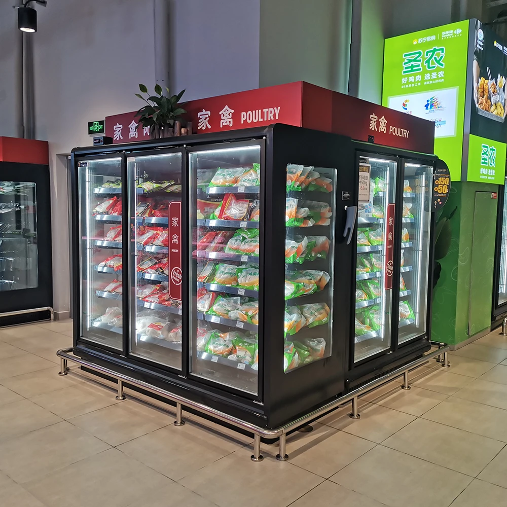 

1500mm Vertical Upright Freezer Refrigerator with Energy-Saving Glass Door Display for Supermarket Air Cooling Mode