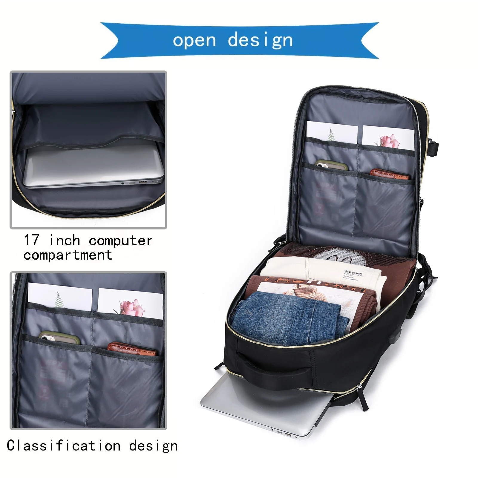 Large Capacity Travel Backpack Multifunctional Laptop Schoolbag Outdoor Sports Daypack Luggage Bag With Shoes Compartment