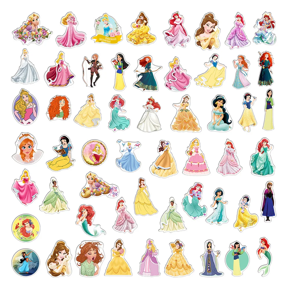 10/30/50/100PCS Mix Disney Princess Anime Graffiti Stickers Snow White Frozen Cartoon Decals Laptop Guitar Phone Kid Sticker Toy