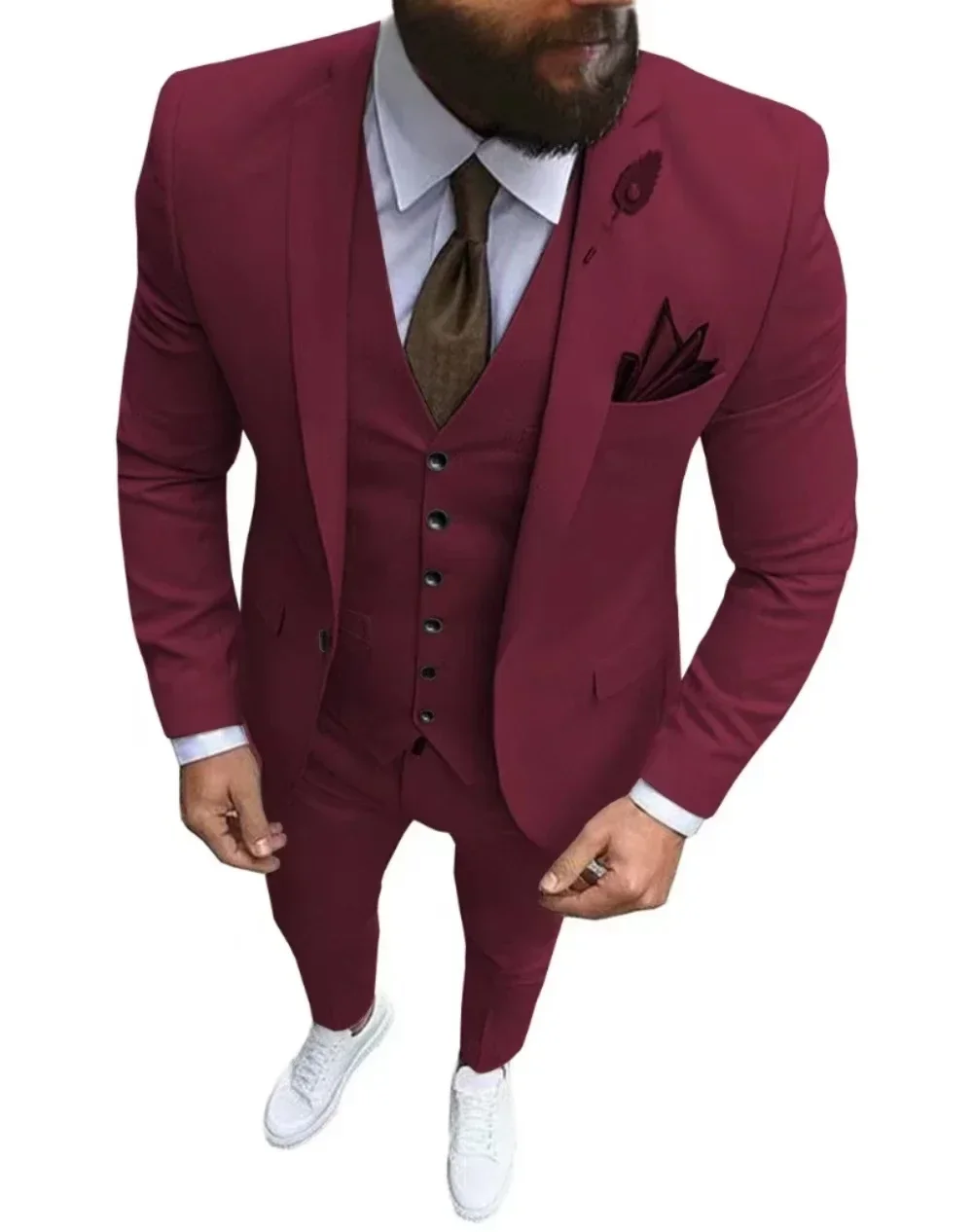 Traje de hombre ajustado conjunto de 3 piezas de un solo botón Formal elegante traje de hombre boda padrino de boda baile esmoquin chaqueta