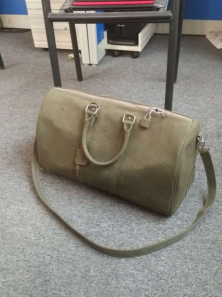 Borsa Vintage in tela verde militare Unisex donna borsa da viaggio di grande capacità borsa a tracolla singola Casual borsa a tracolla con cerniera