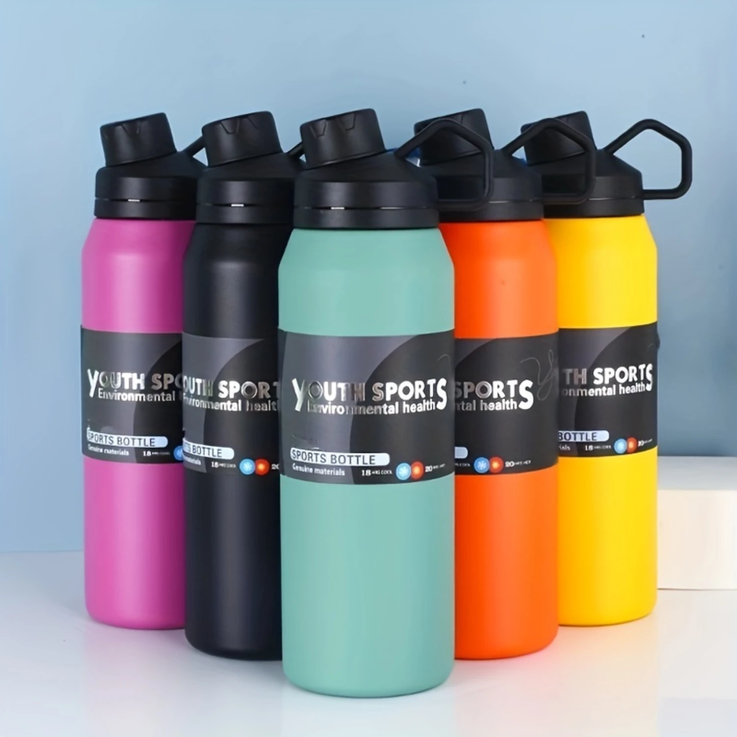 

1pc Large Capacity Sports Water Bottle Stainless Steel Vacuum Insulation Cup Outdoor Water Cup