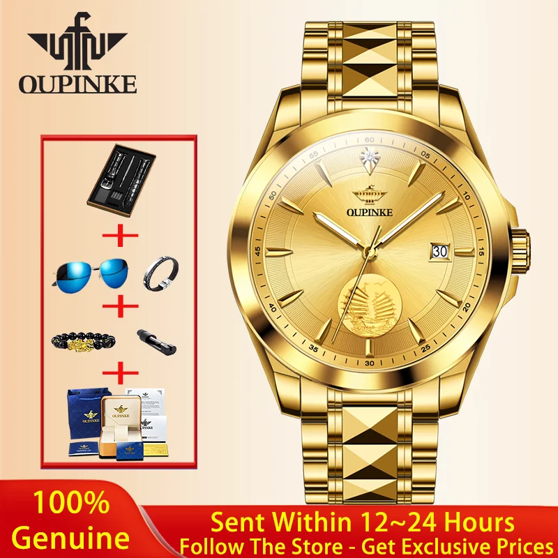 

OUPINKE 3226 Automatic Watch Luxury Genuine Gold Diamond Watch Swiss Mechanical Watch Original Brand Men Watch Relogio Masculino