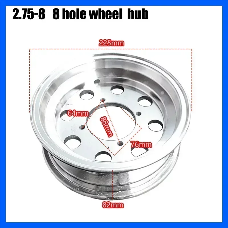 Monkey Bike Motorcycle Accessories Modified 2.75-8 Front or 3.50-8 Rear Aluminium Alloy Wheel Hub 10 Inch Wheels Vacuum Rims