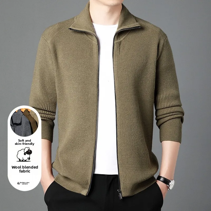 

Autumn Winter Sweater Men's Jacket Zipper Collar Thickened Cardigan Men's Top