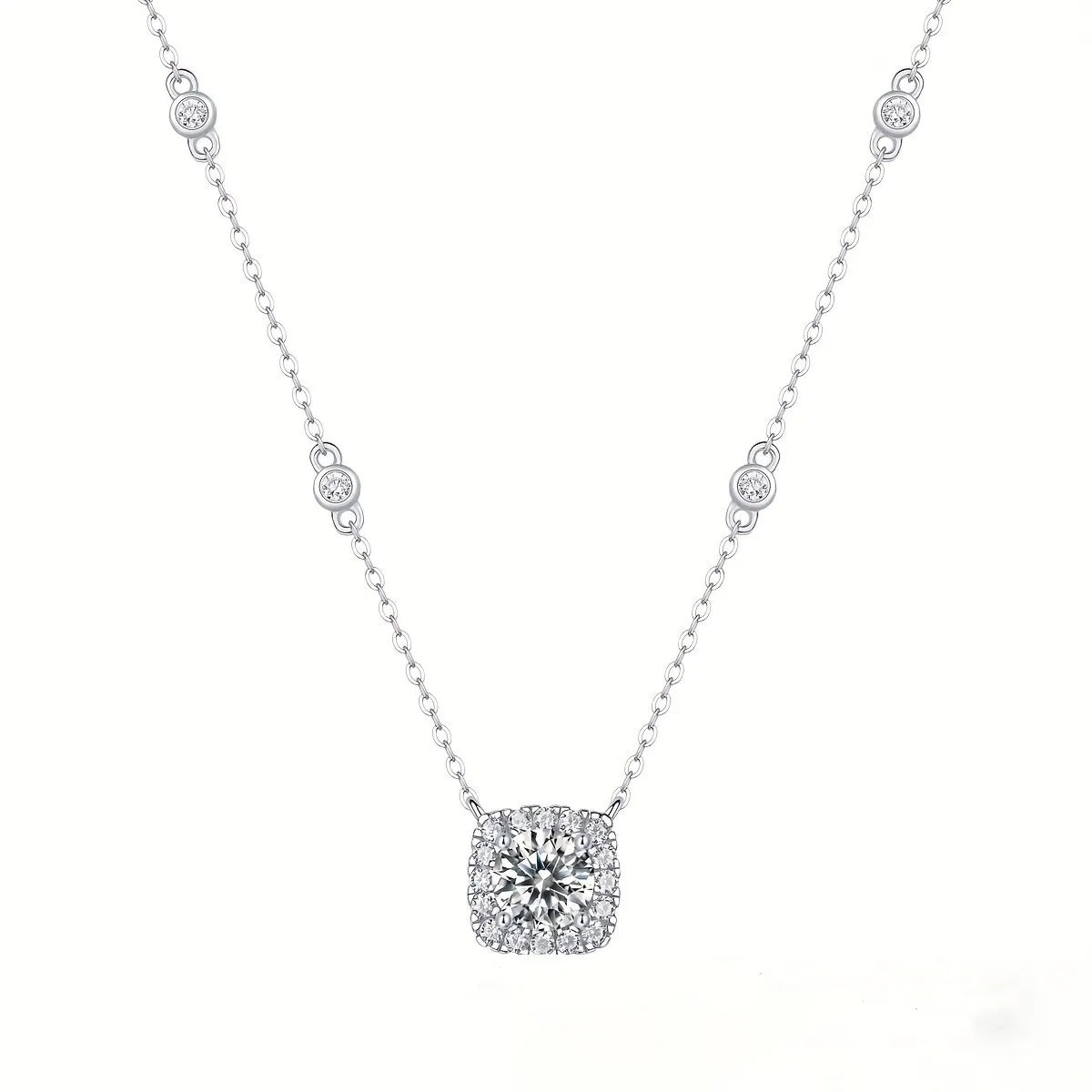 Elegant 925 Sterling Silver MoissaniteClavicle Chain Necklace - Perfect for Any Occasion