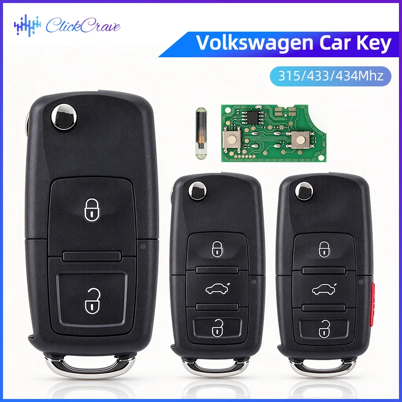 Flip Remote Car Key ID48 Chip For VW Beetle Golf Passat Polo Jetta CC Tiguan Touran For SEAT Altea Ibiza Leon Toledo For Skoda
