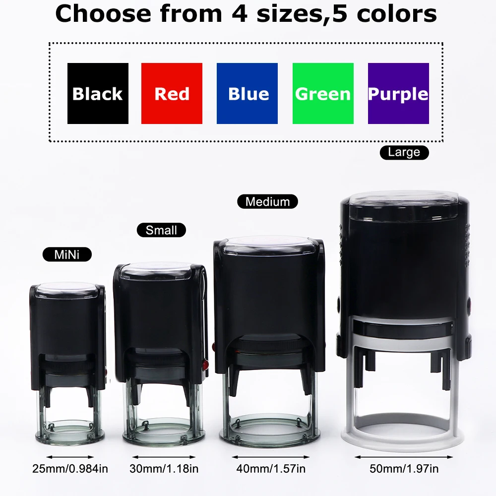 Personalized 25/30/40/50mm Logo Design Self-Inking Stamp Custom Comment Text Press-Type Inking Stamp for Schoool Office Supplies