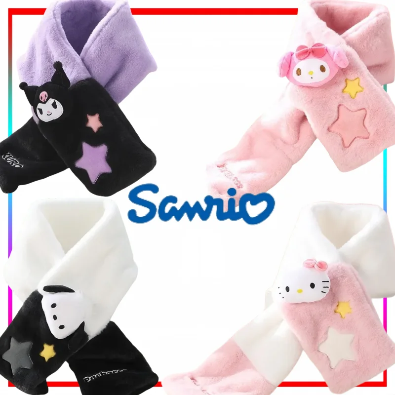

New Sanrio Neck Scarf Windproof Thickened and Warm Cartoon Cinnamoroll Scarf Holiday Gift Fashionable and Versatile