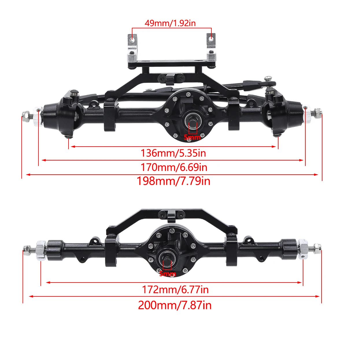 CNC Aluminum Axle Front And Rear Straight Complete Axels For 1/10 RC Crawler Car RC4WD Gelande II TF2 D90 D110 Yota II Upgrades