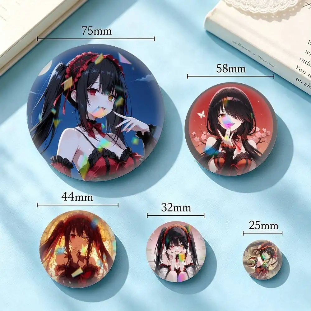 D-Date A Live Tokisaki Kurumi 25mm 32mm 44mm 58mm 75mm Brooches Badges Pins for Accessories Gift