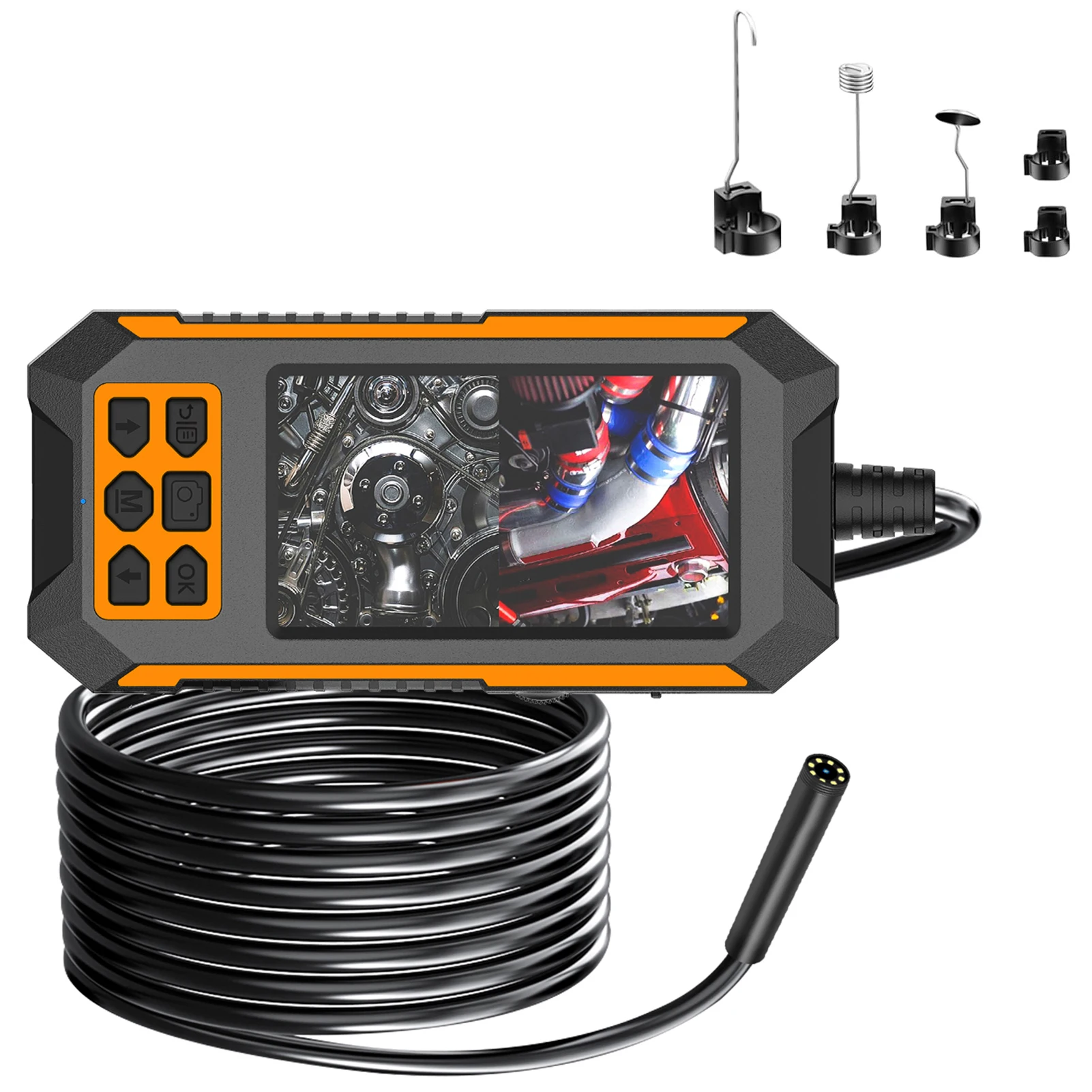 

Промышленный эндоскоп, инструменты для бороскопа HD 1080P с экраном IPS 4,5 дюйма и 8 регулируемыми светодиодными лампами, эндоскоп с полужестким диагональю 33 фута