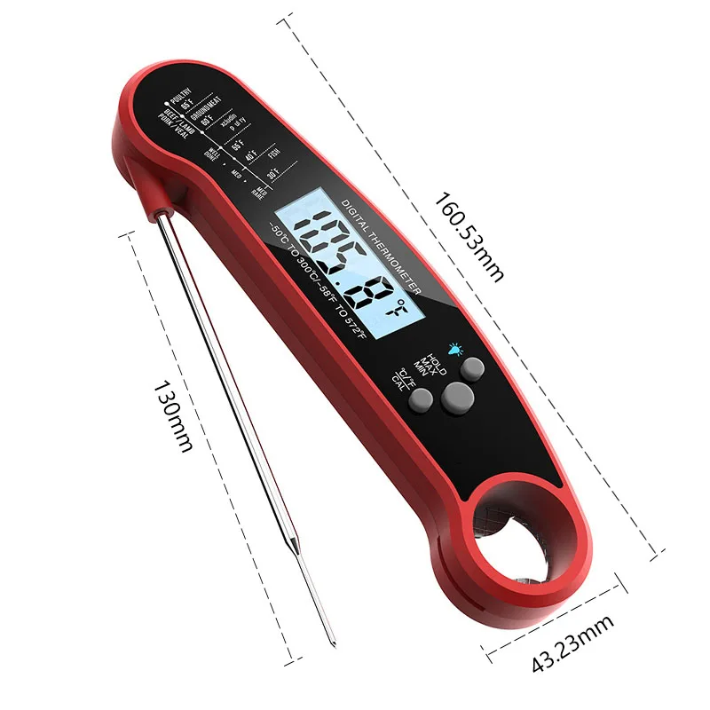 PizzAthome Digital Instant Read Meat Thermometer for Grill and Cooking Waterproof Ultra Fast Thermometer with Backlight