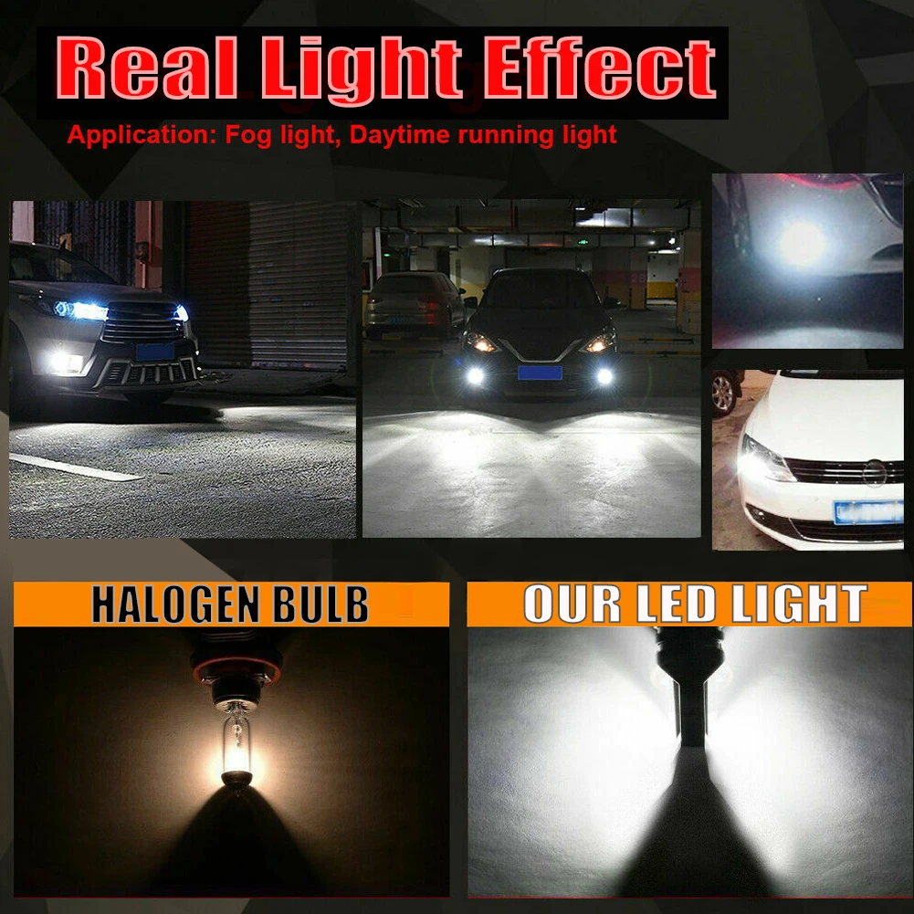 9006 HB4 Car LED Headlights 6000K White Fog Lamps 10000LM Super Bright LED Daytime Running Lights Automobiles Accessories