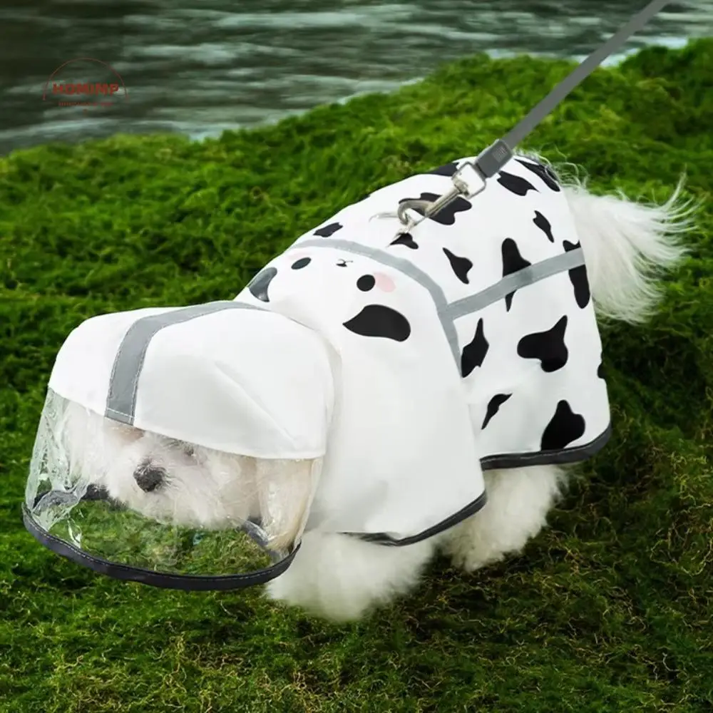 

Fashion Cartoon Dog Rainwear Polyester with Reflective Strip Dog Hooded Raincoat Waterproof Puppy Rain Cape Outdoor Activities