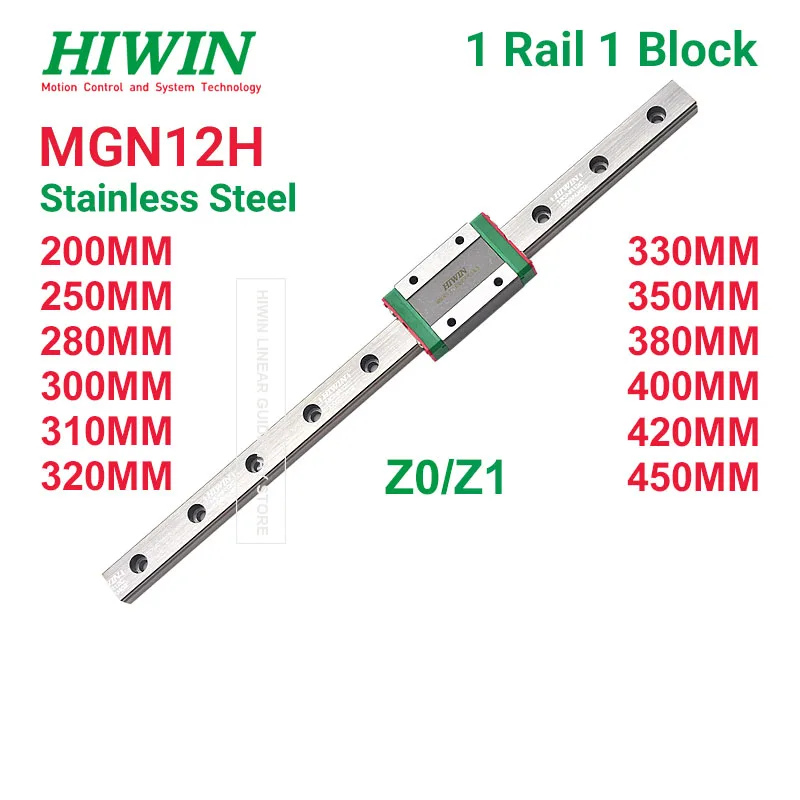 HIWIN MGN12H Z1 Z0 HIWIN MGN12H Linear Rail 250 280 300mm 320mm 330mm 350mm 400mm 450mm 500mm With HIWIN MGN12H Block Z0 Z1
