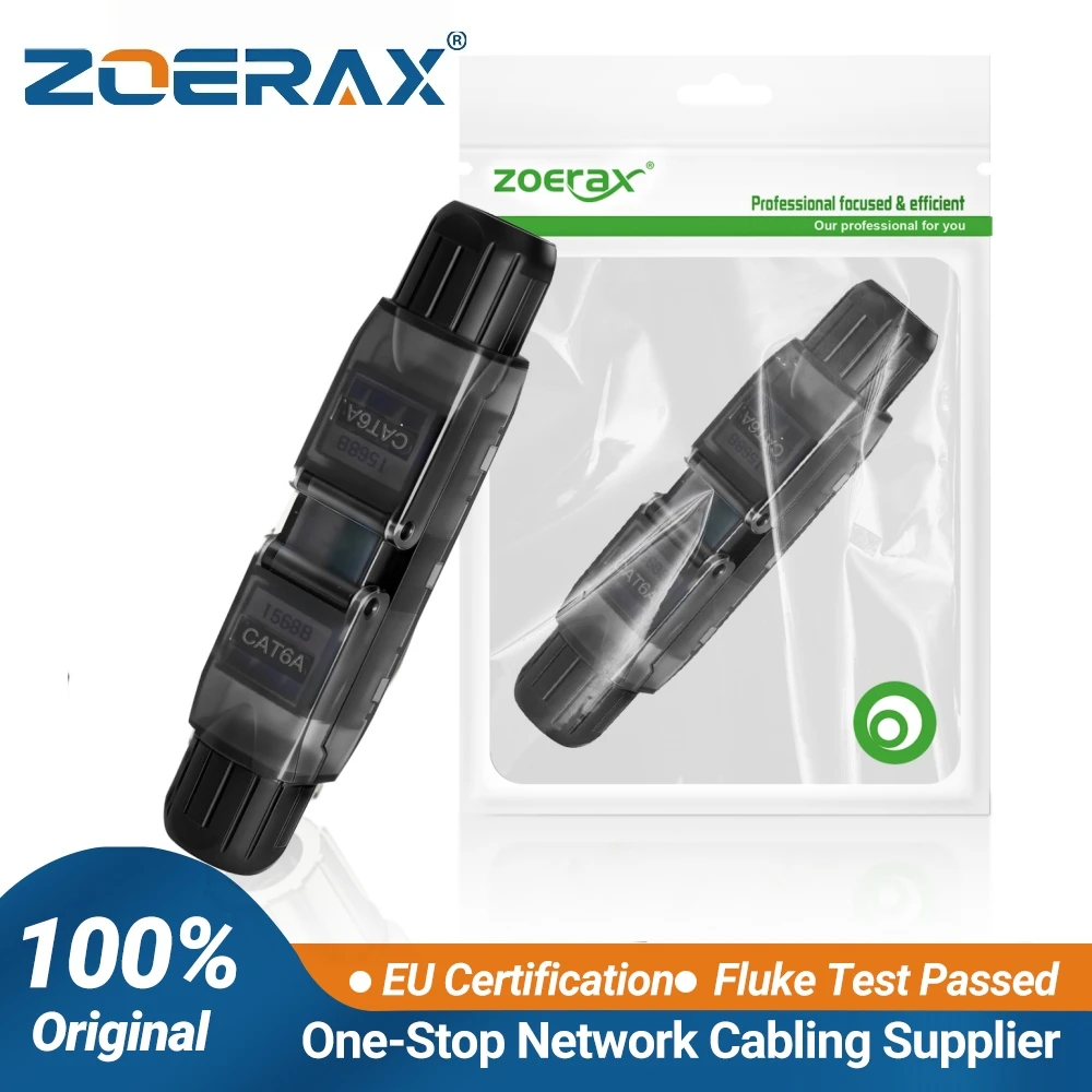 ZoeRax CAT6A RJ45 Coupler Dual-Head Shielded Connector 10Gbps Ethernet Cable Extender for 22-24AWG Network Repair/Extension