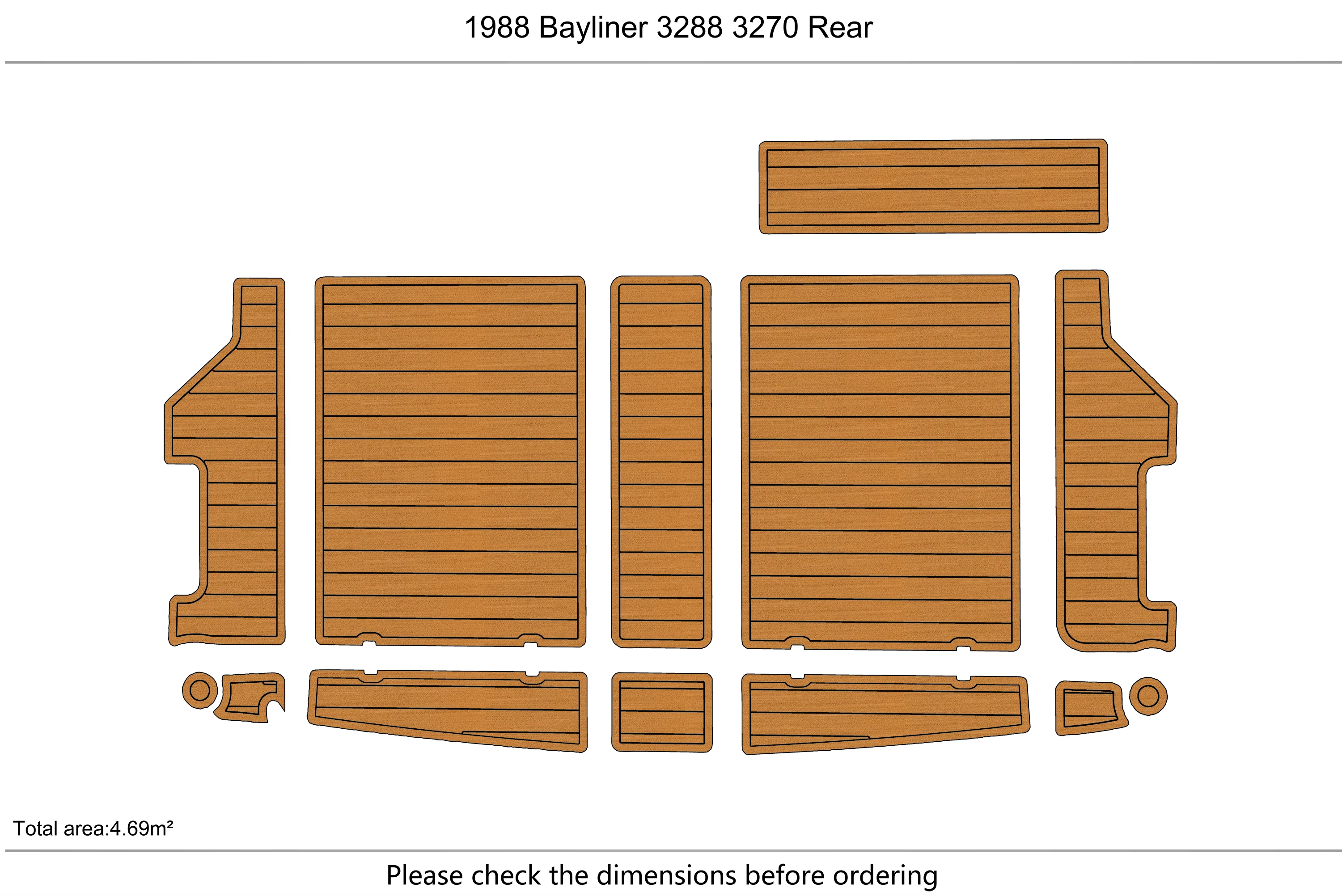 Eva foam Fuax teak seadek marine floor For 1988 Bayliner 3288 3270 Cockpit 1/4