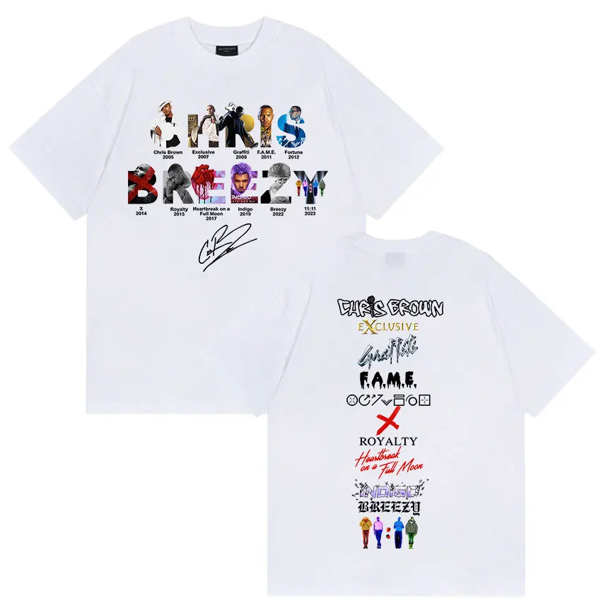 مغني الراب كريس براون بريزي تي شيرت 11:11 جولة 2025 تي شيرت للجنسين Harajuku س الرقبة قصيرة الأكمام تي شيرت المشجعين هدية الشارع الشهير