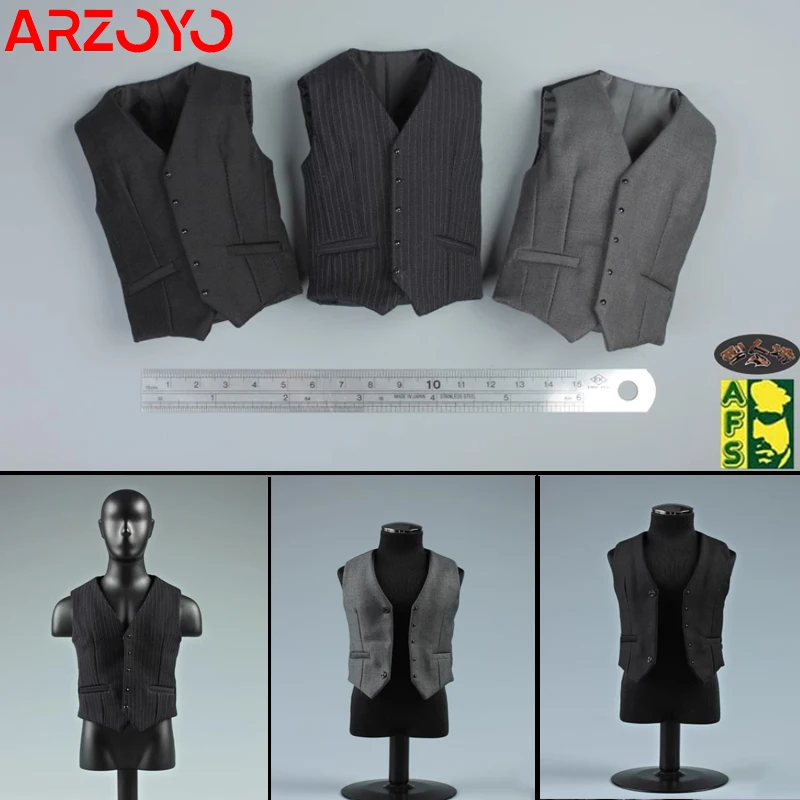 AFS 1/6 Scale Black Stripe Suit Vest Clothes Accessories Model Fit 12-inch Soldier Action Figure Body