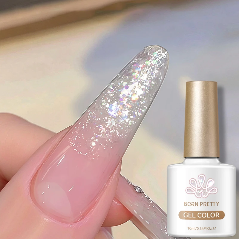BORN PRETTY Iridescent Velvet Glitter Gel Polish 10ml Silver Platinum Ultra Shine Semi Permanent Soak Off UV LED Nail Supplies