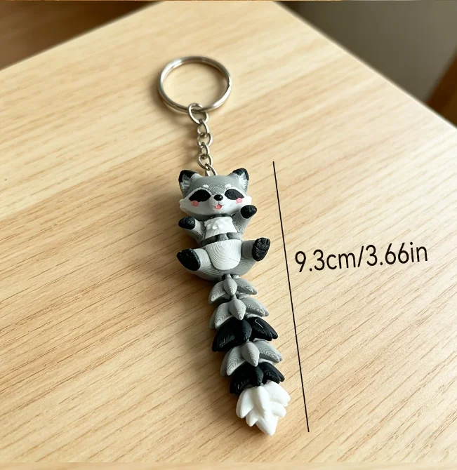 3D Printed Cute Cat and Fox Key Pendant - Fully Printed with All Body Joints Movable - Cross-Border New Product Pendant Accessor