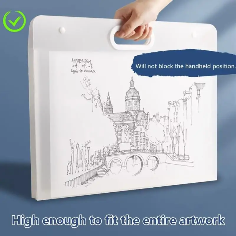 Portable Artwork Sketchbook Large Capacity Drawing Manuscript Storage Folder 4K 8K Grid Plastic File Bag For Art Collectibles