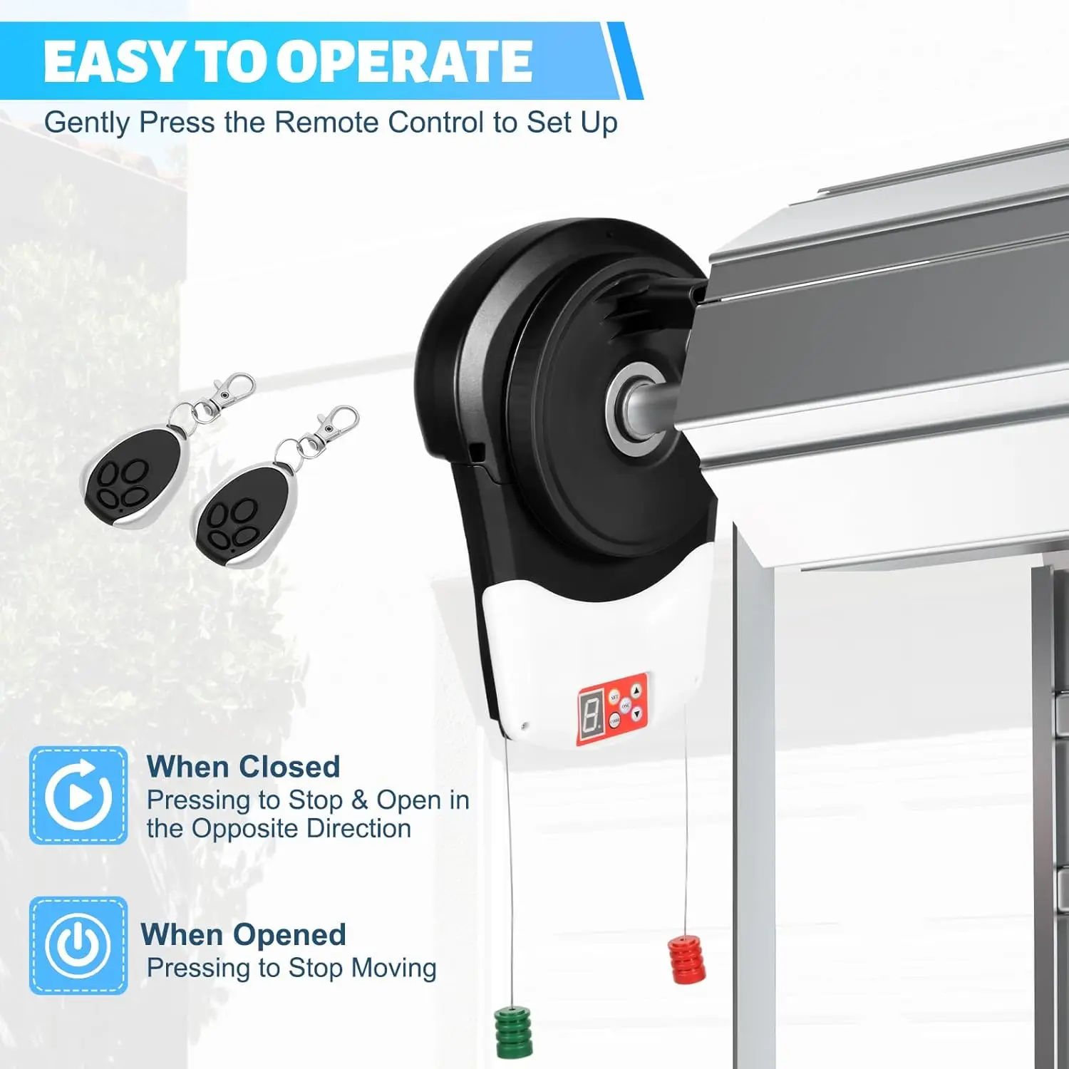 فتحت باب المرآب على الجانب، فتاحة باب دوارة كهربائية، محرك باب المرآب 110 فولت مع جهاز تحكم عن بعدين - أبواب قابلة للطي هادئة 800N