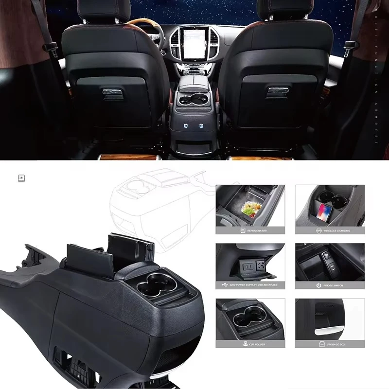 Djzg 업그레이드 ABS 센터 콘솔 차량용 팔걸이 수납함 냉장고 포함 비토 V클래스 W447 자동차 액세서리