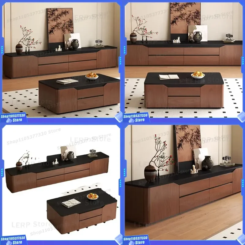 Modern Light Luxury TV Stand for Small Living Room Compact Floor Cabinet with Coffee Table Combo Minimalist Home Furniture