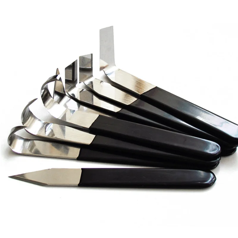 8Pcs 20x5x3cm Stainless Steel Pottery Clay Sculpture Carving With Rubber Handle Pottery Ceramics Tools