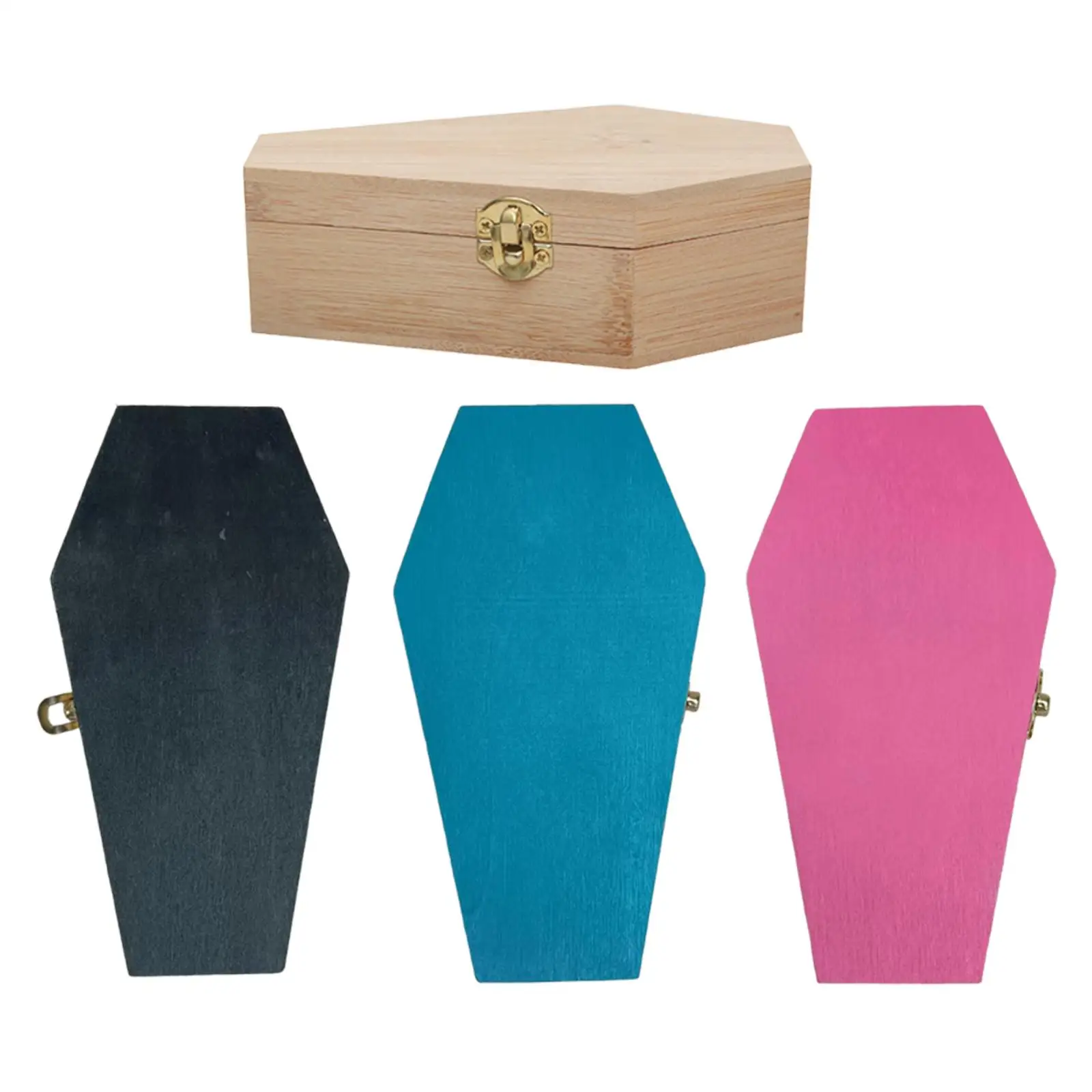 Halloween Coffin Decorations Small Wooden Coffin Box Trinket Case Hinged Casket for Goth Decor Party Favors Pet Memorial Crafts